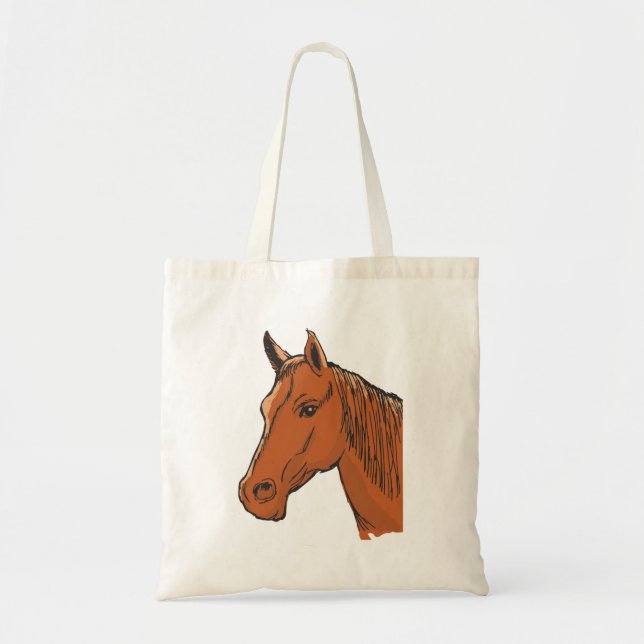 Bolso De Tela Cabeza de caballo Marrón Granja Animal (Frente)