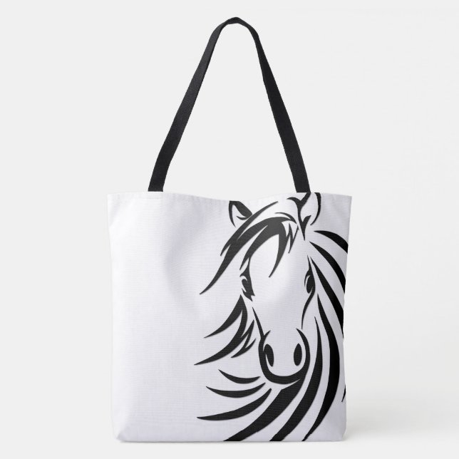 Bolso De Tela Cabeza de caballo negra (Reverso)