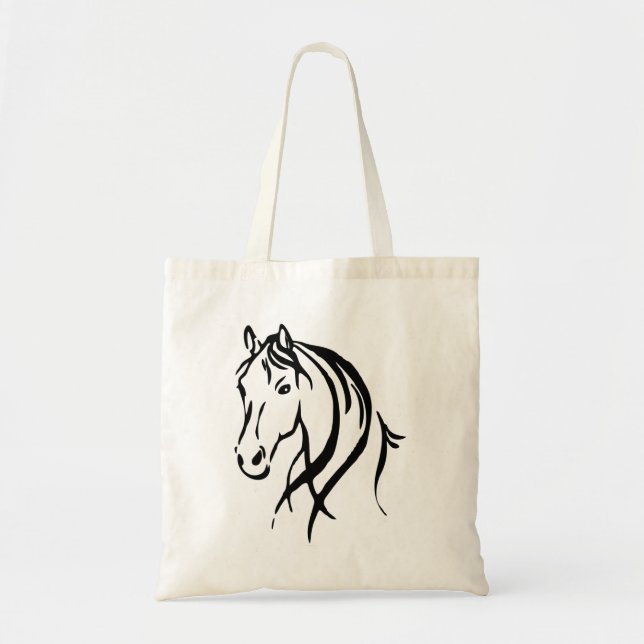 Bolso De Tela Cabeza de caballo negra (Frente)