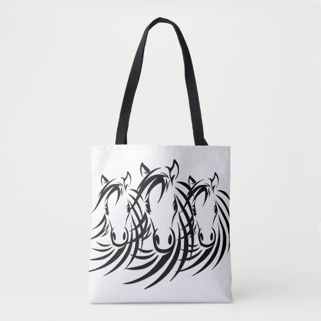 Bolso De Tela Cabeza de caballo negro blanco (Anverso)