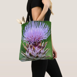 Bolso De Tela Cabeza de Cardo Alcachofa Púrpura Floral