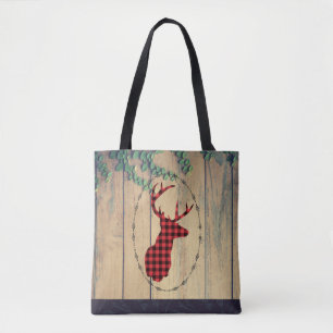 Bolso De Tela Cabeza de ciervo con Antlers - Rústico de la placa