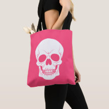Cabeza De Cráneo Blanco Y Rosa Tocó Halloween