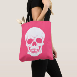 Bolso De Tela Cabeza De Cráneo Blanco Y Rosa Tocó Halloween