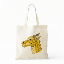 Cabeza de dragón dorado en perfil