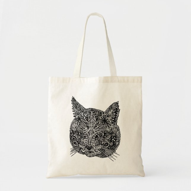 Bolso De Tela Cabeza de gato ornamental (Frente)