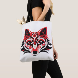 Bolso De Tela Cabeza de Haida Tlingit Native Totem Wolf