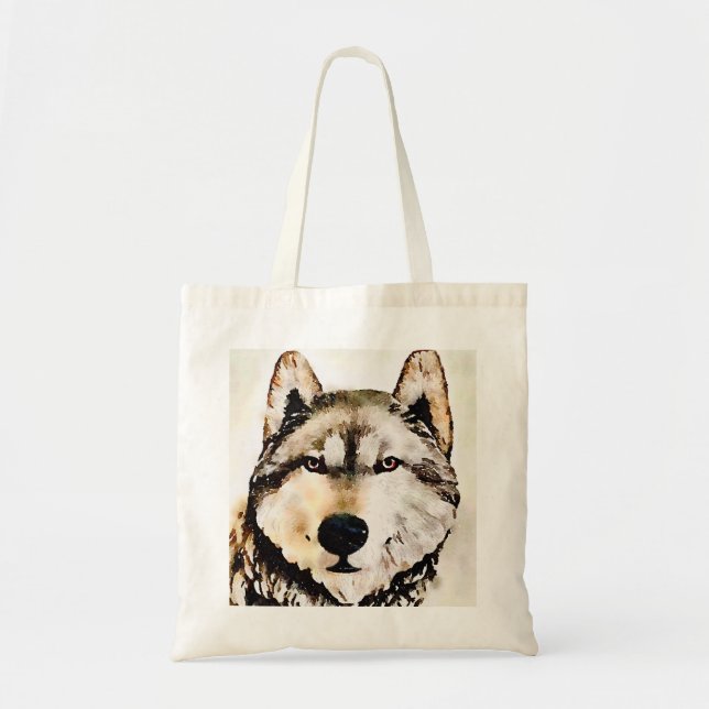 Bolso De Tela Cabeza de Lobo Boscoso (Frente)