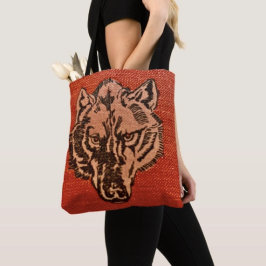 Bolso De Tela Cabeza de Lobo en Rojo