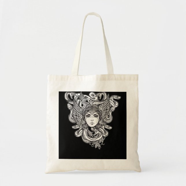 Bolso De Tela Cabeza de Medusa de mitología griega - Monos serpi (Frente)