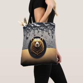 Bolso De Tela Cabeza de Oso Dorado con Metal Goteante 🐻