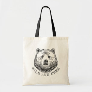 Bolso De Tela Cabeza De Oso, Silvestre Y Libre, Ilustracion Derr