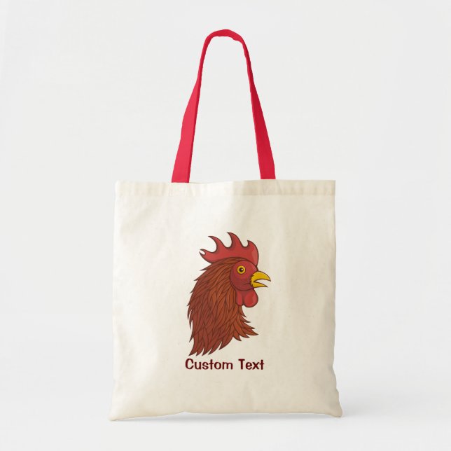 Bolso De Tela Cabeza de Rooster Rojo (Frente)