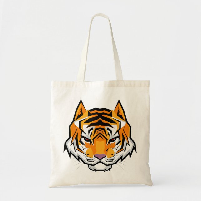 Bolso De Tela Cabeza moderna de tigre enojada (Frente)
