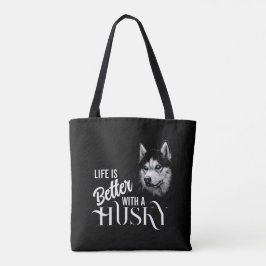 Bolso De Tela Cabeza Retrato Siberian Husky Con Ojos Azules