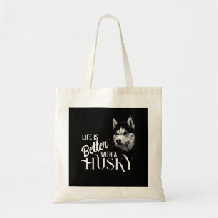 Bolso De Tela Cabeza Retrato Siberian Husky Con Ojos Azules