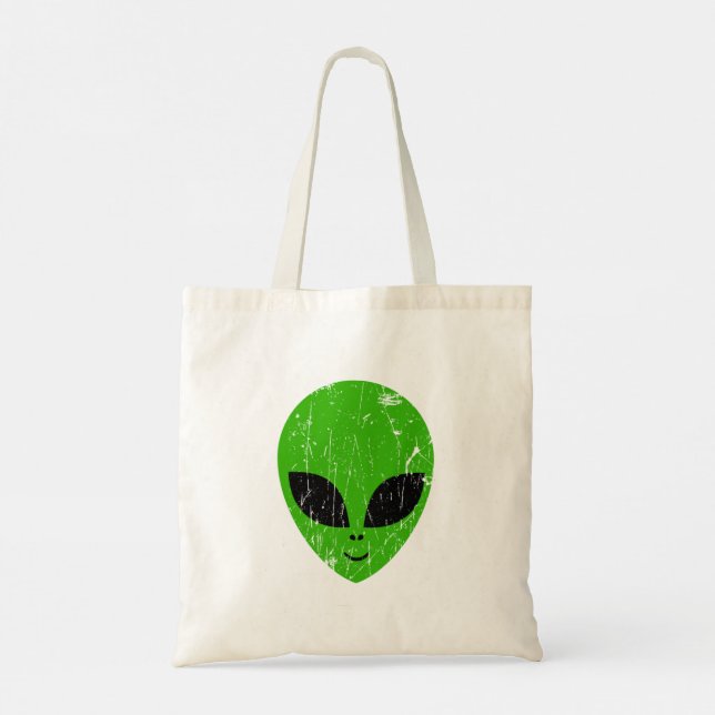 Bolso De Tela cabeza verde extraterrestre de ciencia ficción ext (Reverso)