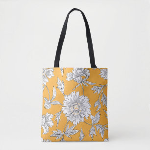 Bolso De Tela Cabezas de margarita: Línea floral de verano.