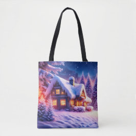 Bolso De Tela Cabina Acogedora En Winter Wonderland