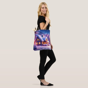 Bolso De Tela Cabina Acogedora En Winter Wonderland