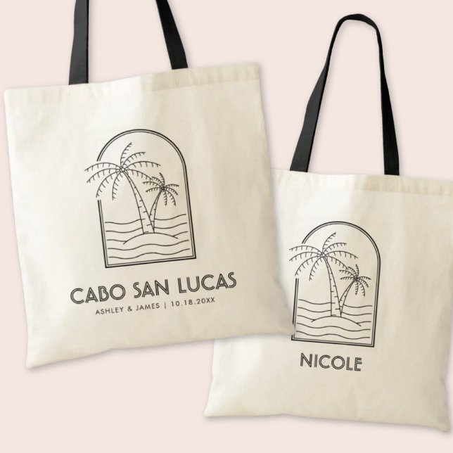 Bolso De Tela Cabo Boda de bienvenida personalizada Tote Bag (Personalized Cabo Wedding Welcome Tote Bag
)