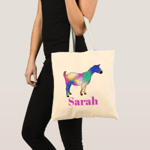 Bolso De Tela Cabra Colorido Lindo Animal de Granja Personalizar