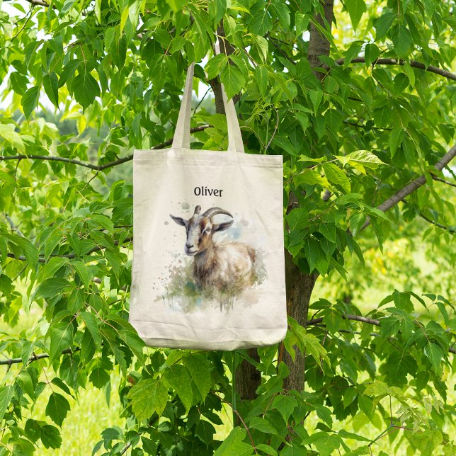 Bolso De Tela Cabra de granja acuarela, personalizado (Subido por el creador)