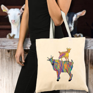 Bolso De Tela Cabras Divertidas Animales de Granja Coloridos