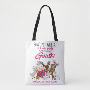 Bolso De Tela Cabras divertidas- Casa de la anciana llena de cab