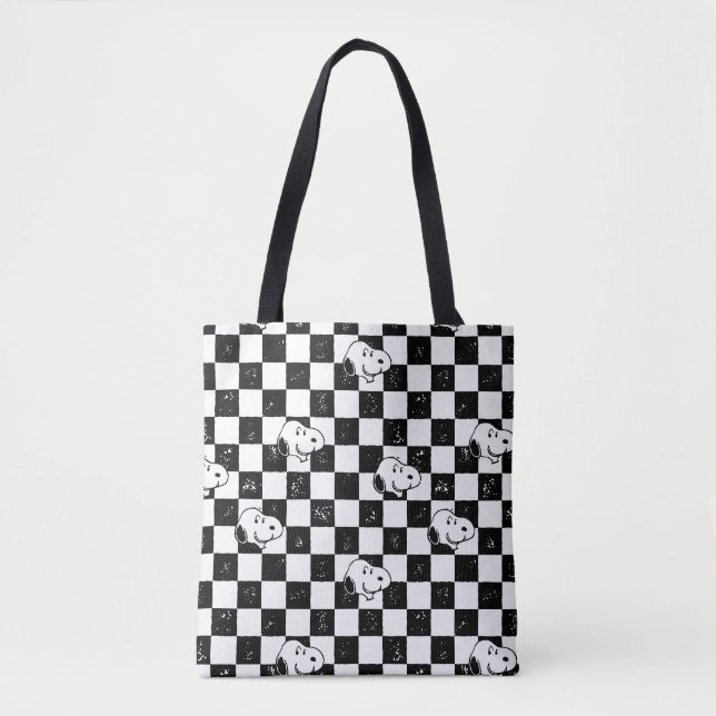 Bolso De Tela Cacahuetes | Bandera de Snoopy Checkered (Anverso)