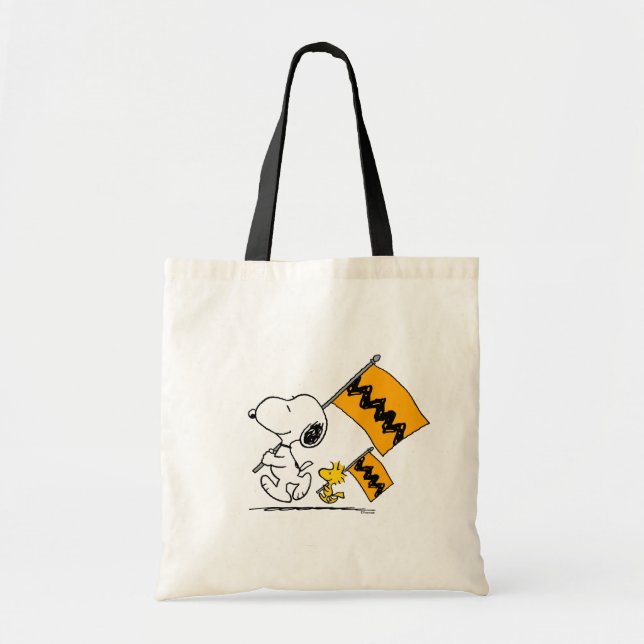 Bolso De Tela Cacahuetes | Banderas Snoopy & Woodstock (Frente)