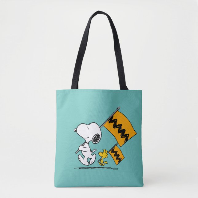 Bolso De Tela Cacahuetes | Banderas Snoopy & Woodstock (Anverso)