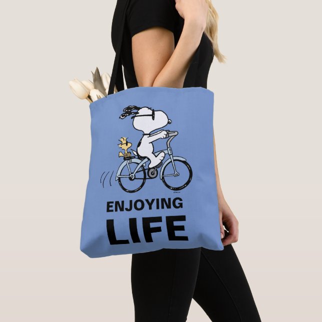 Bolso De Tela Cacahuetes | Bicicleta Snoopy & Woodstock (Detalle)