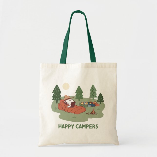 Bolso De Tela Cacahuetes | Camperas felices Snoopy y Woodstock (Frente)