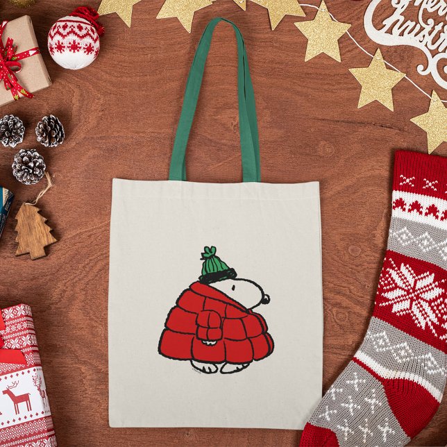 Bolso De Tela Cacahuetes | Chaqueta Snoopy Red Puffer (Tote bag on table)