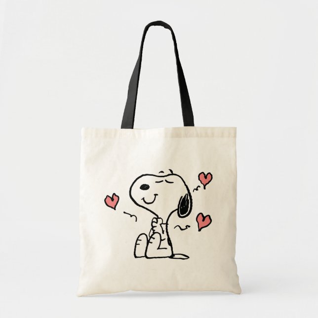 Bolso De Tela Cacahuetes | Corazones Snoopy (Frente)