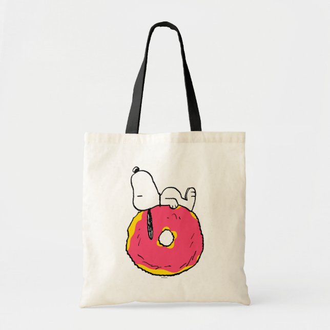Bolso De Tela Cacahuetes | Donut rosado Snoopy (Frente)