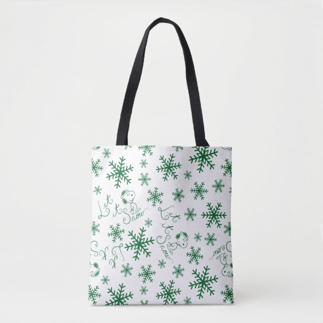 Bolso De Tela Cacahuetes | Navidades Snoopy Let It Snow Pattern (Anverso)