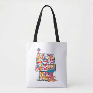 Bolso De Tela Cacahuetes   Pintura arcoiris de Snoopy y Woodstoc
