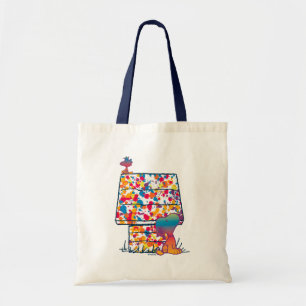Bolso De Tela Cacahuetes   Pintura arcoiris de Snoopy y Woodstoc