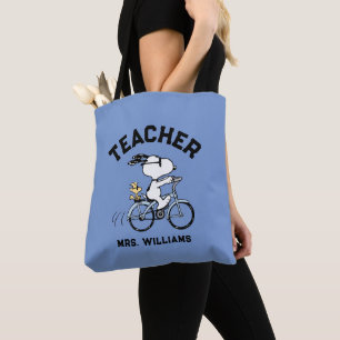Bolso De Tela Cacahuetes   Profesor de Bicicleta Snoopy & Woodst