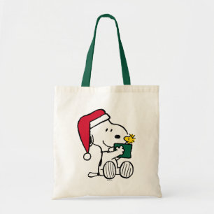 Bolso De Tela Cacahuetes Regalo Snoopy Santa & Woodstock