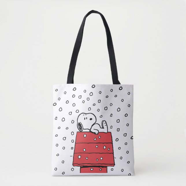 Bolso De Tela Cacahuetes | Snoopy Doghouse Snowflakes (Anverso)