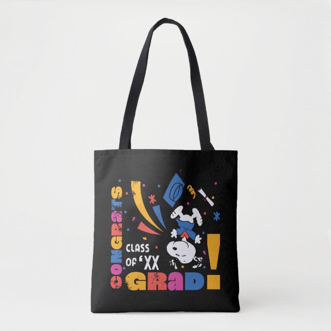 Bolso De Tela Cacahuetes Snoopy Felicidades Graduado Graduación  (Anverso)