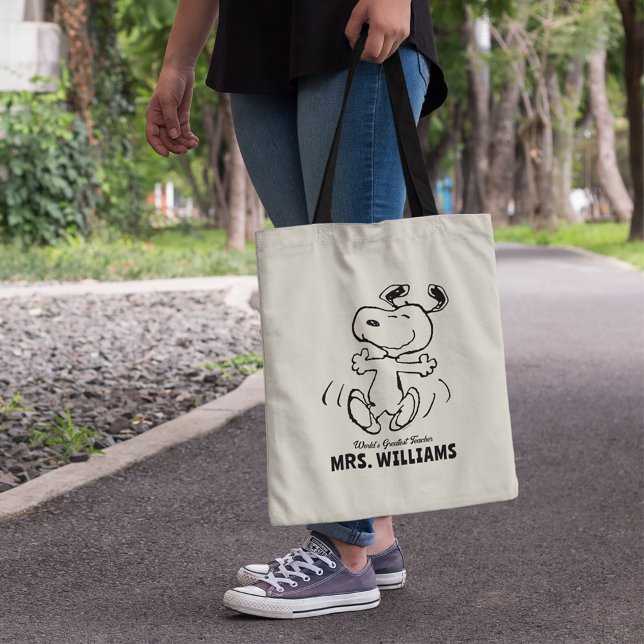 Bolso De Tela Cacahuetes | Snoopy Greatest Teacher Personalizado (Person carrying tote bag)