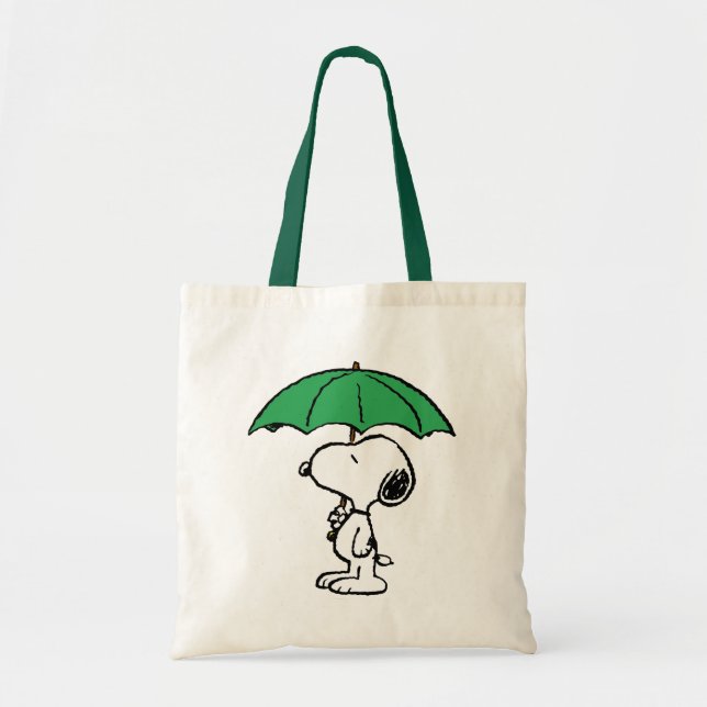Bolso De Tela Cacahuetes | Snoopy Green Umbrella (Frente)