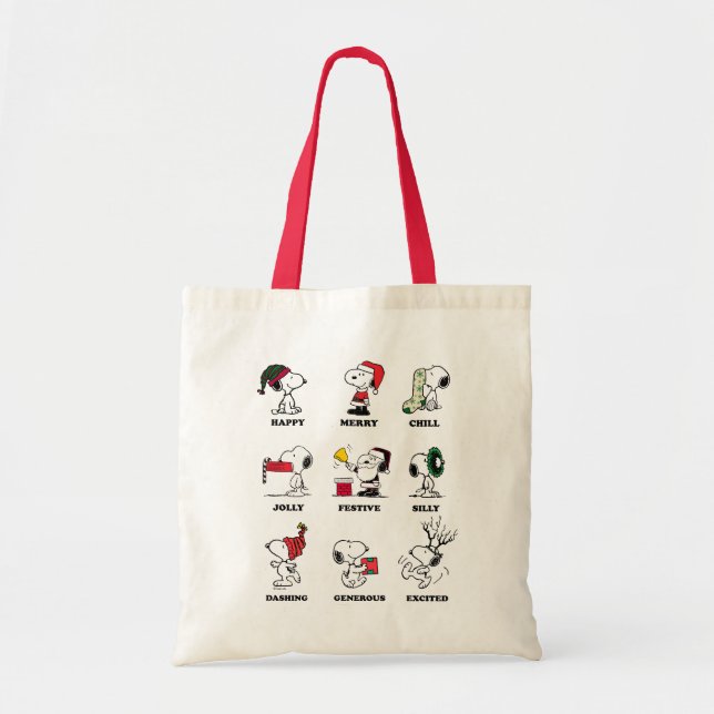 Bolso De Tela Cacahuetes | Snoopy Navidades Holiday Moods (Frente)