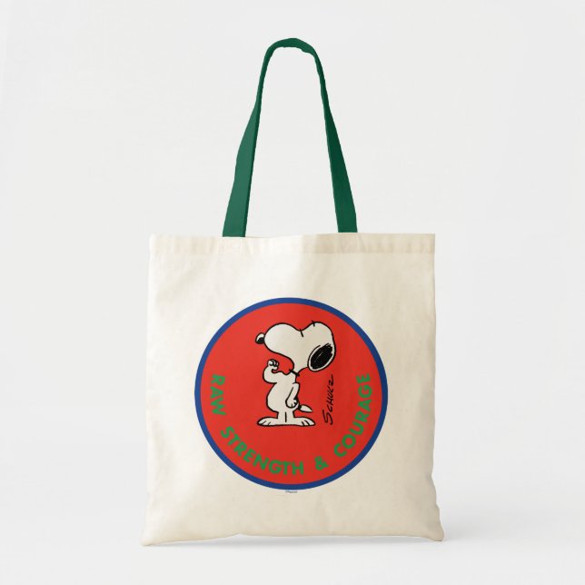 Bolso De Tela Cacahuetes | Snoopy Raw Strength & Courage Badge (Frente)