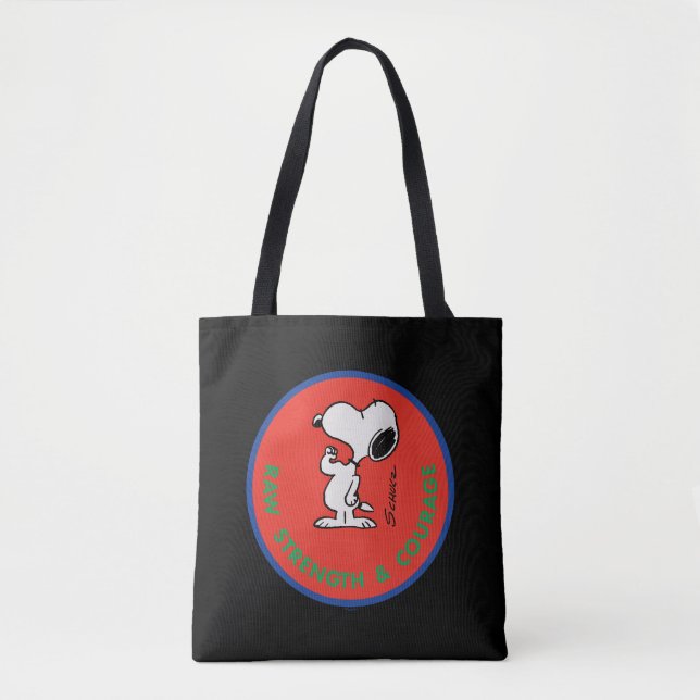 Bolso De Tela Cacahuetes | Snoopy Raw Strength & Courage Badge (Anverso)