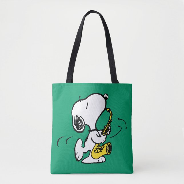 Bolso De Tela Cacahuetes | Snoopy Saxophone Player (Anverso)